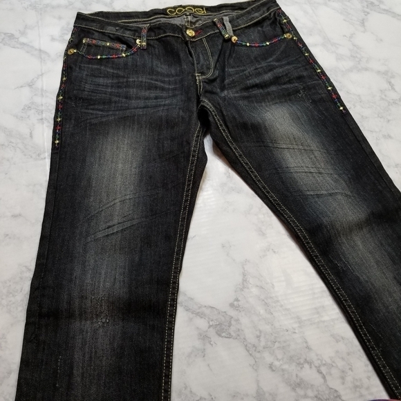 COOGI 9/10 Straight leg black jeans embroidered - Picture 10 of 15